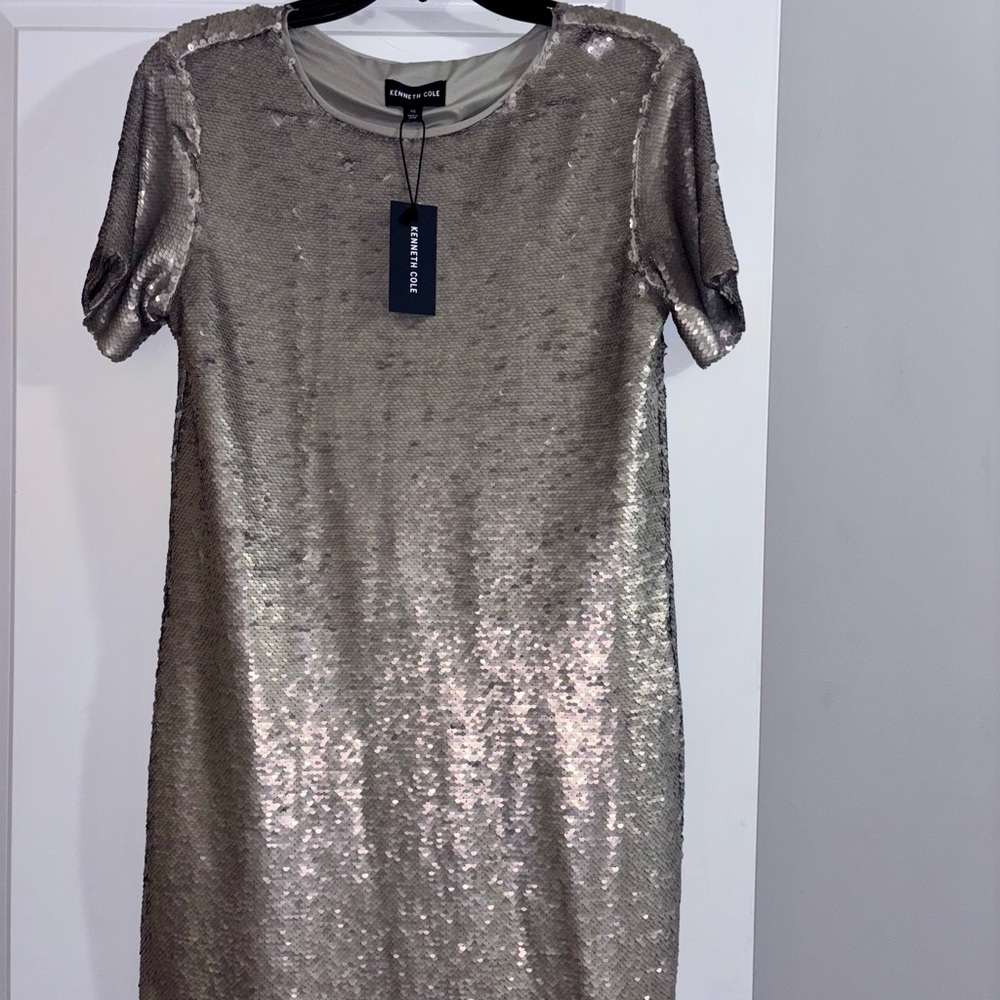Sassy Sequin Dress in Soft Gold by Kenneth Cole- NWT XS